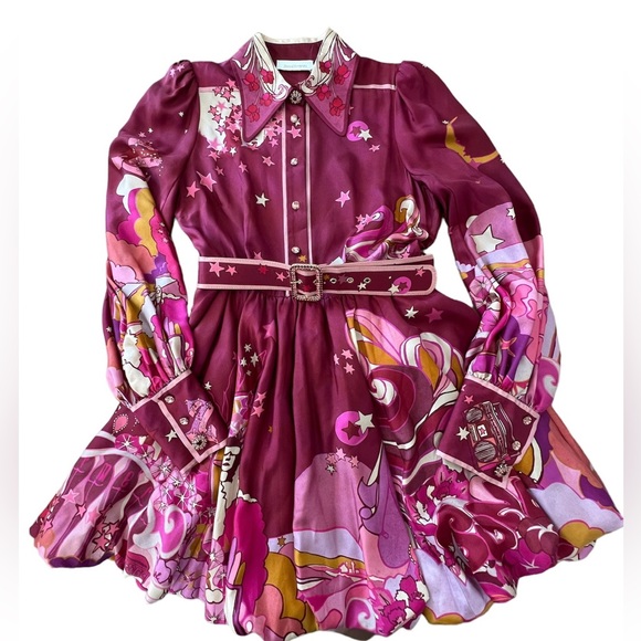 *SOLD* Zimmermann Fall 2021 Runway Concert Bubble Silk Mini Dress Size US 6/8 - Picture 1 of 8